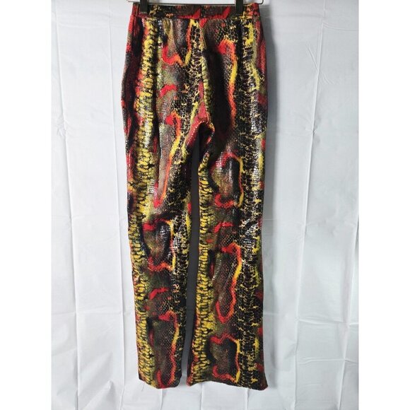 Adult Small Curtain Call Costume Snakeskin Foil Animal Print Bell Bottom Pants - Picture 4 of 9